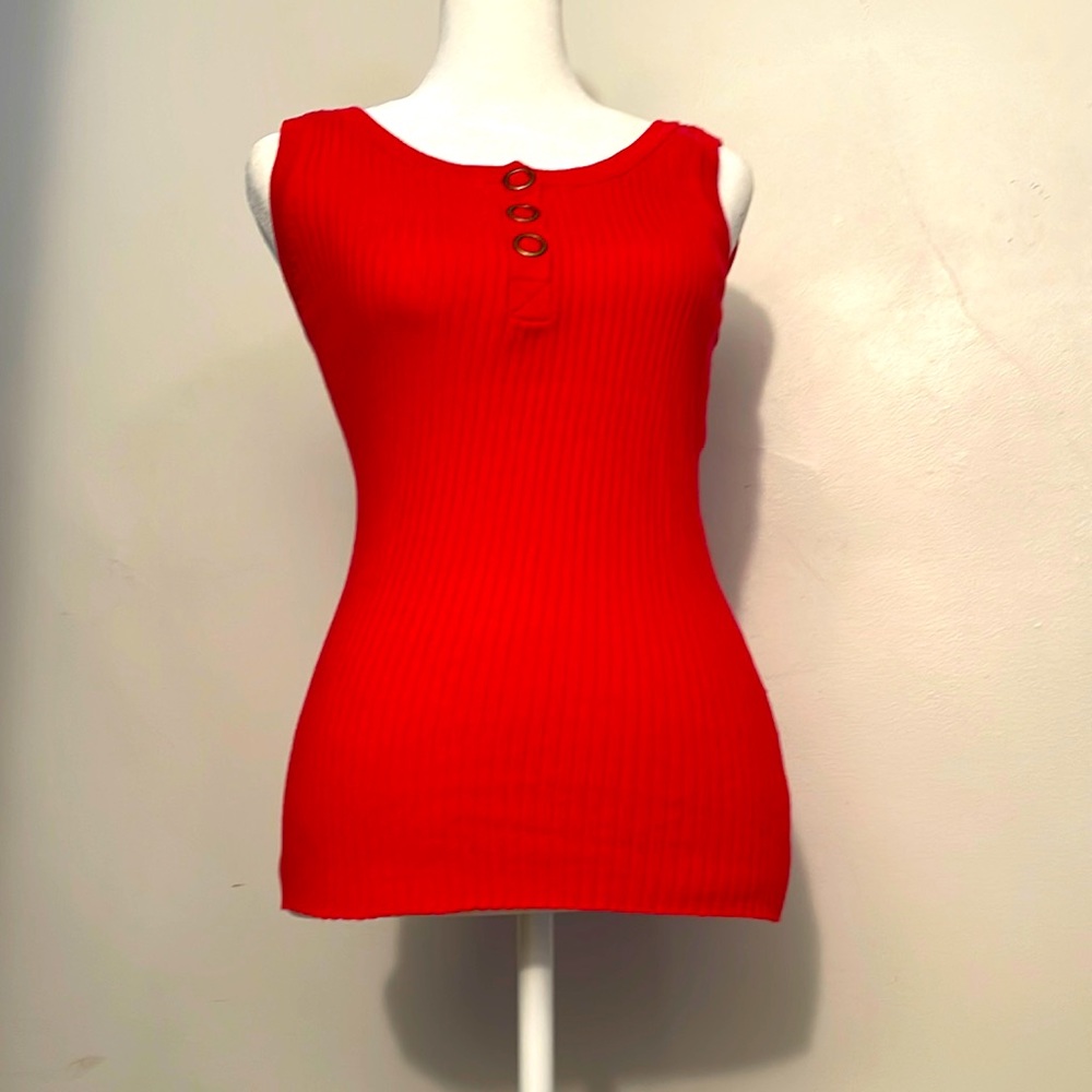 B Moss red ribbed sleeveless sweater top size S (23-96)